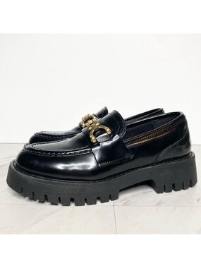 Steve Madden Lyanna Black Patent Lug Sole Loafer 6 1/2 M